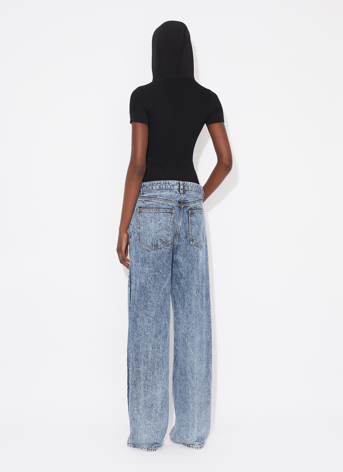 KNIT BAND JEANS IN SNOW DENIM ALAÏA LIGHT BLUE KNIT BAND JEANS IN SNOW DENIM